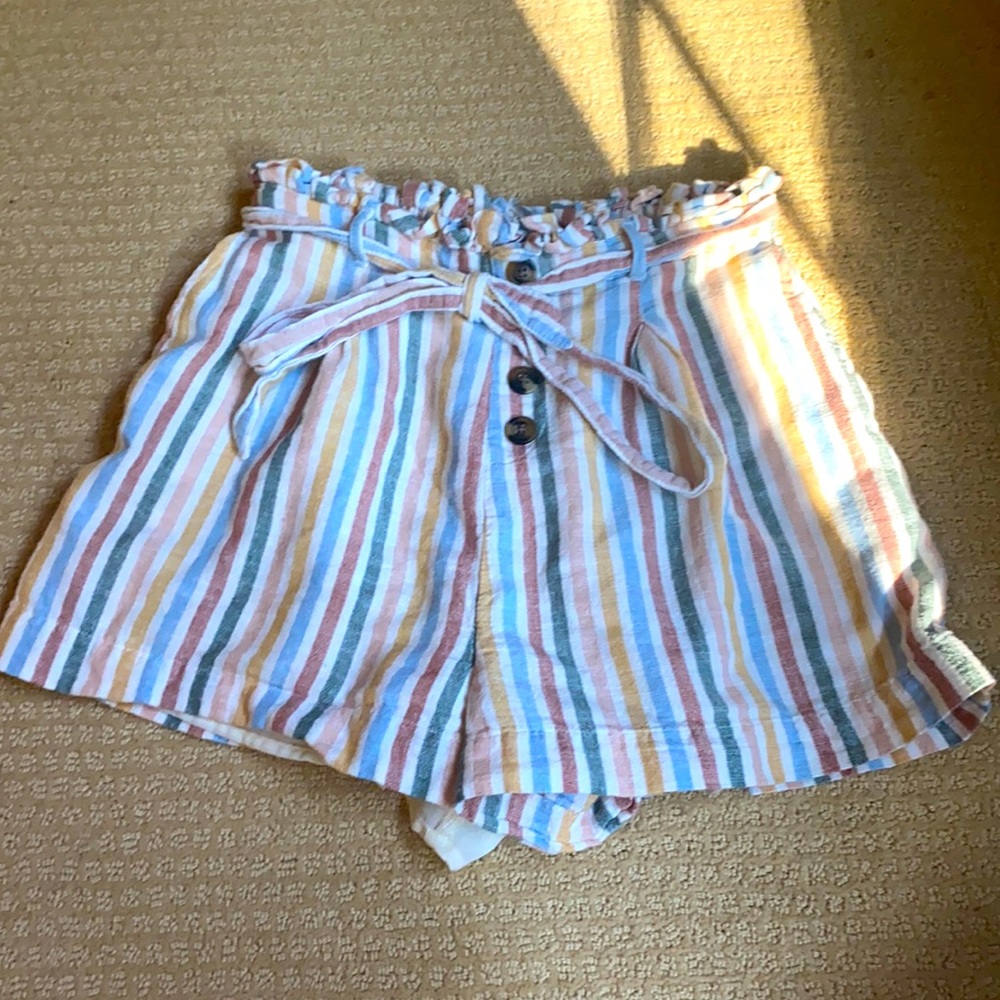 American eagle Multicolor Stripe paper bag shorts